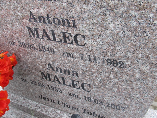Grób Antoni Malec
